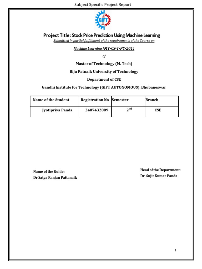 Stock Price Prediction Using Machine Learning | PDF | Machine Learning ...
