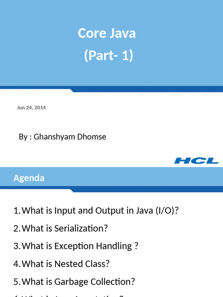 Core Java I/O and Exception Handling Guide | PDF | Input/Output | Class ...