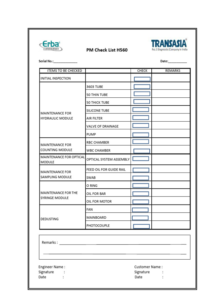 Recirculation Water Silo Maintenance Checklist | PDF