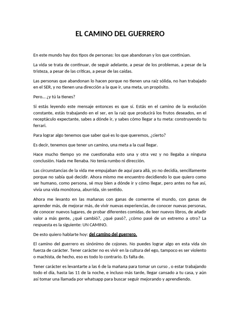 El Camino del Guerrero Interior | PDF