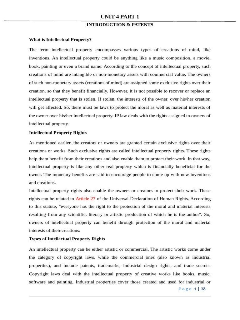 Understanding Intellectual Property Rights | PDF | Patent Application ...