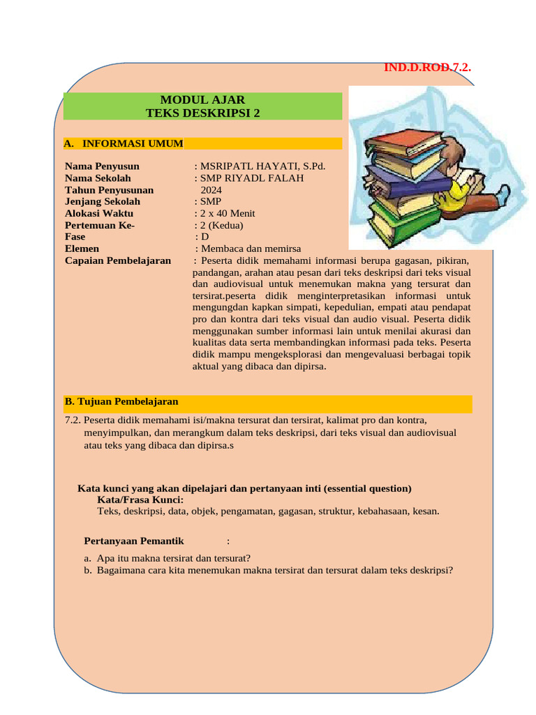 Pemahaman Teks Deskripsi Visual | PDF