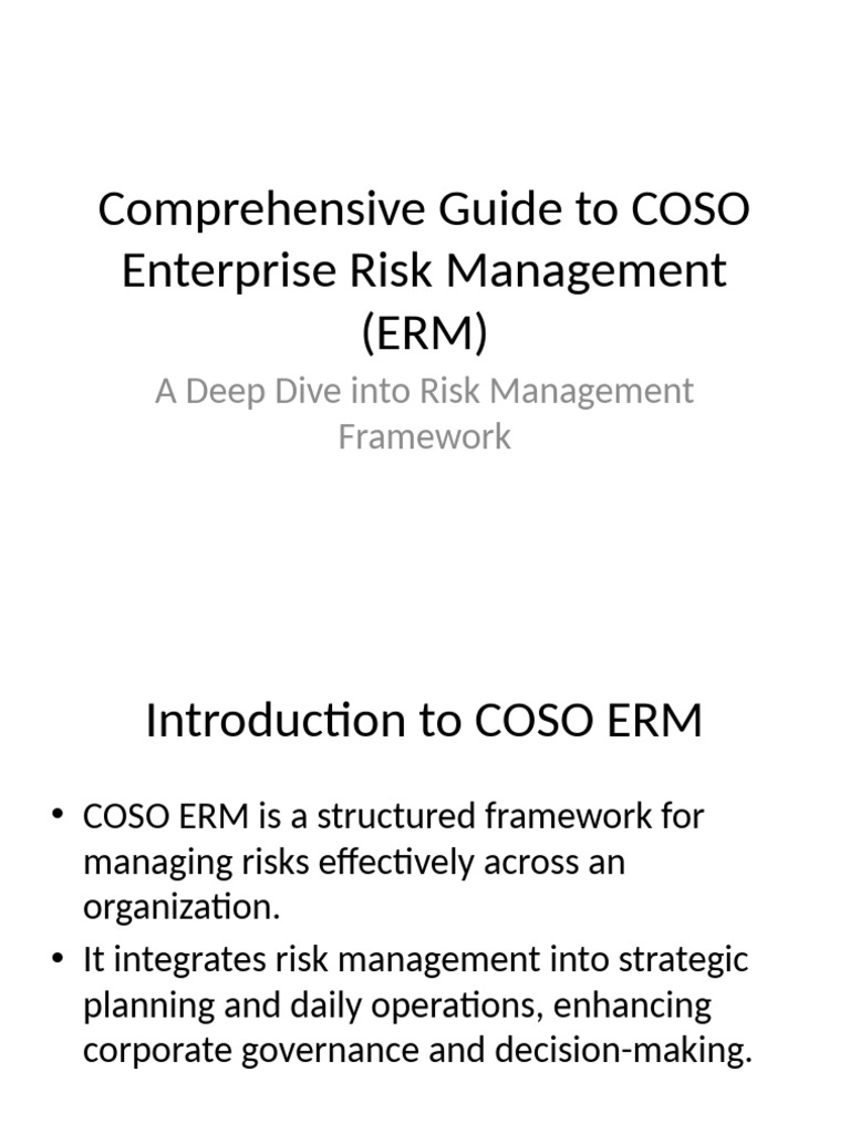 COSO ERM 2017 Framework Overview | PDF | Risk Management | Risk