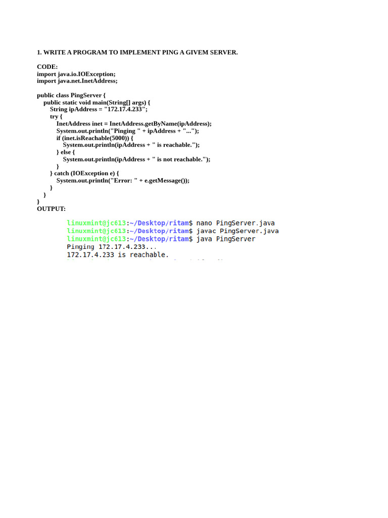 Java Network Scanner Implementation | PDF
