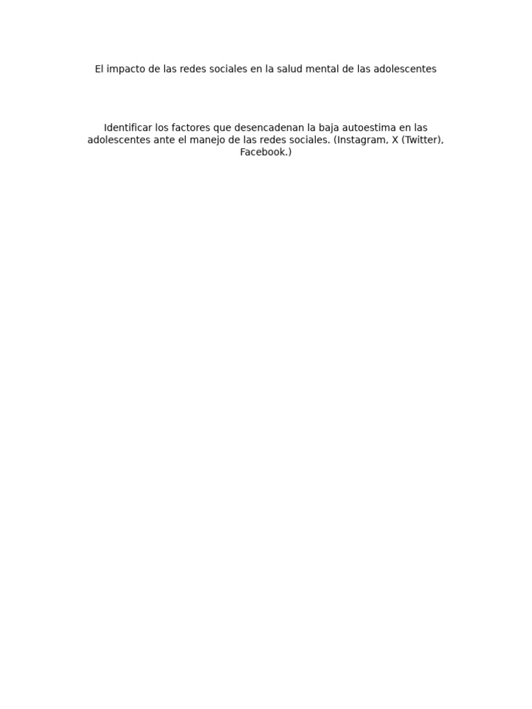 El Impacto de Las Redes Sociales en La Salud Mental de Las Adolescentes ...