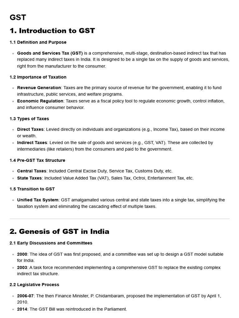 Genesis and Impact of GST in India | PDF | Taxes | Value Added Tax