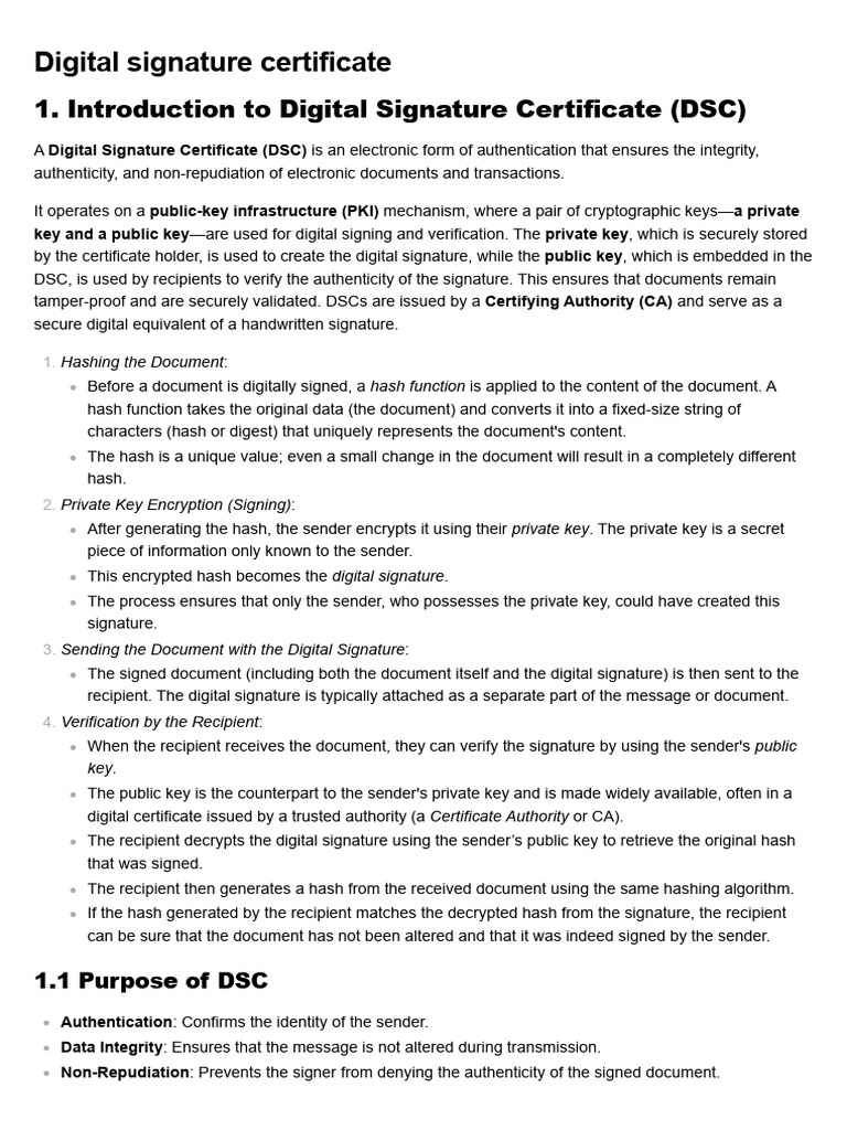 Digital Signature Certificate | PDF | Public Key Cryptography ...