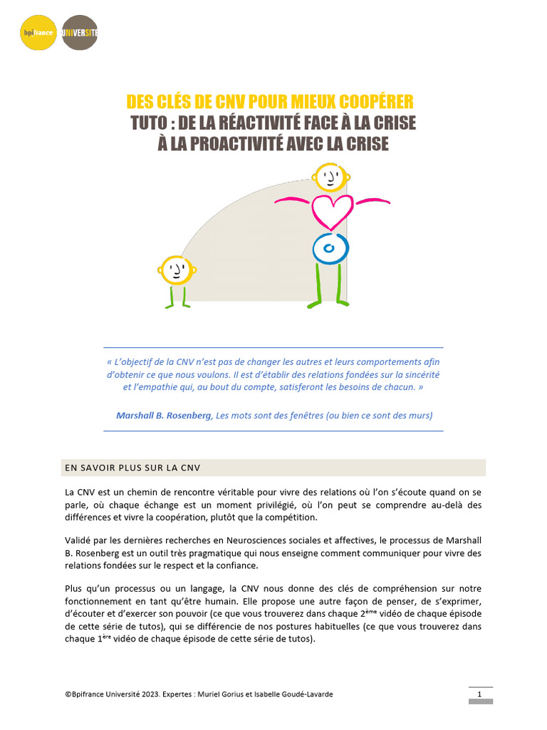 Clés de CNV pour une coopération efficace | PDF | Communication humaine ...