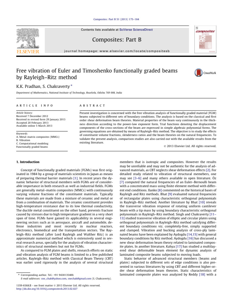 Free Vibration of Functionally Graded Beams | PDF | Beam (Structure ...