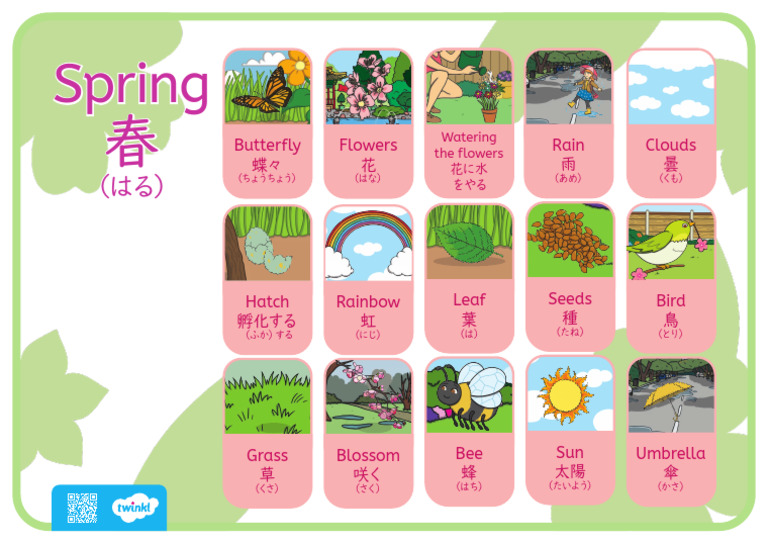 JP e 1679894786 Spring Word Mat Dual Language Japanese English Ver 1 | PDF