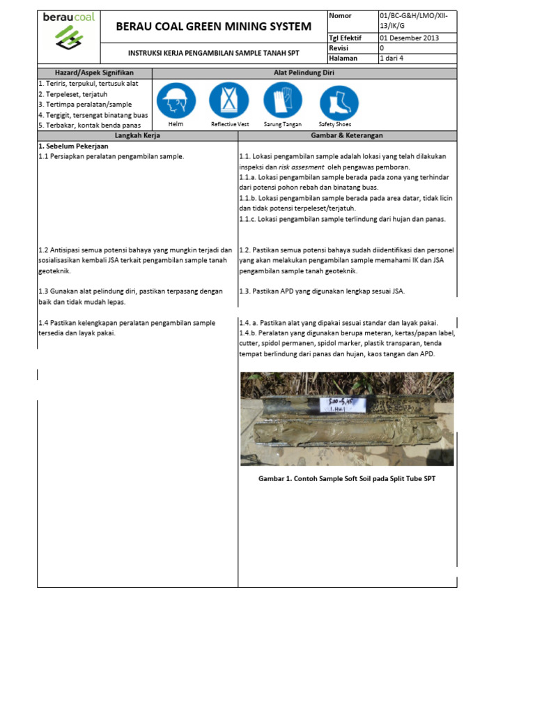 IK Pengambilan Sample Tanah SPT | PDF