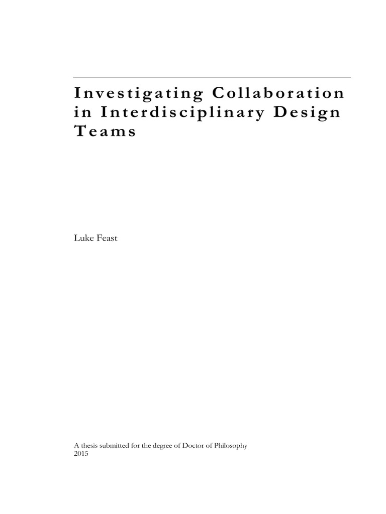 Investigating Collaboration in Interdisciplinary Design Teams (Thsis ...