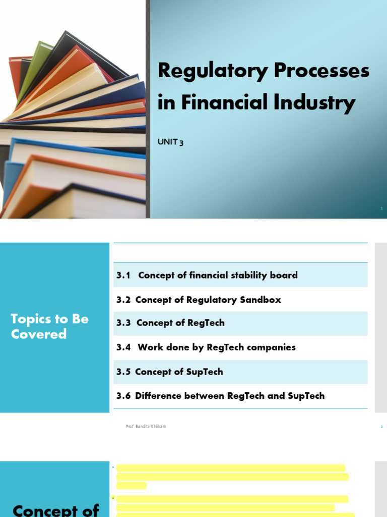 Unit 3 - Regulatory Processes in Financial Industry | PDF | Regulatory ...
