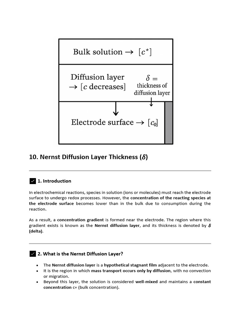 Nernst Diffusion Layer Thickness | PDF | Diffusion | Electrochemistry