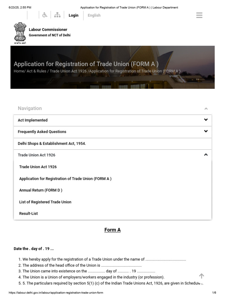 Trade Union Registration Application Form | PDF | Trade Union | Justice