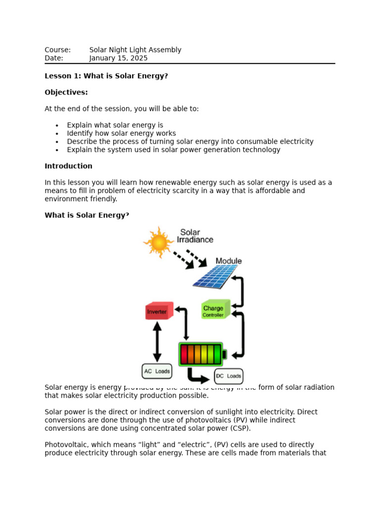 Solar Night Assembly Course | PDF | Solar Power | Photovoltaics