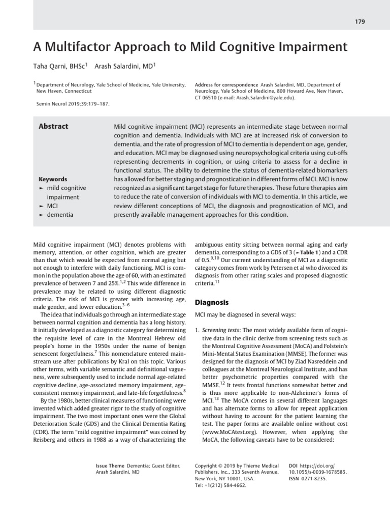 Understanding Mild Cognitive Impairment | PDF | Dementia | Alzheimer's ...
