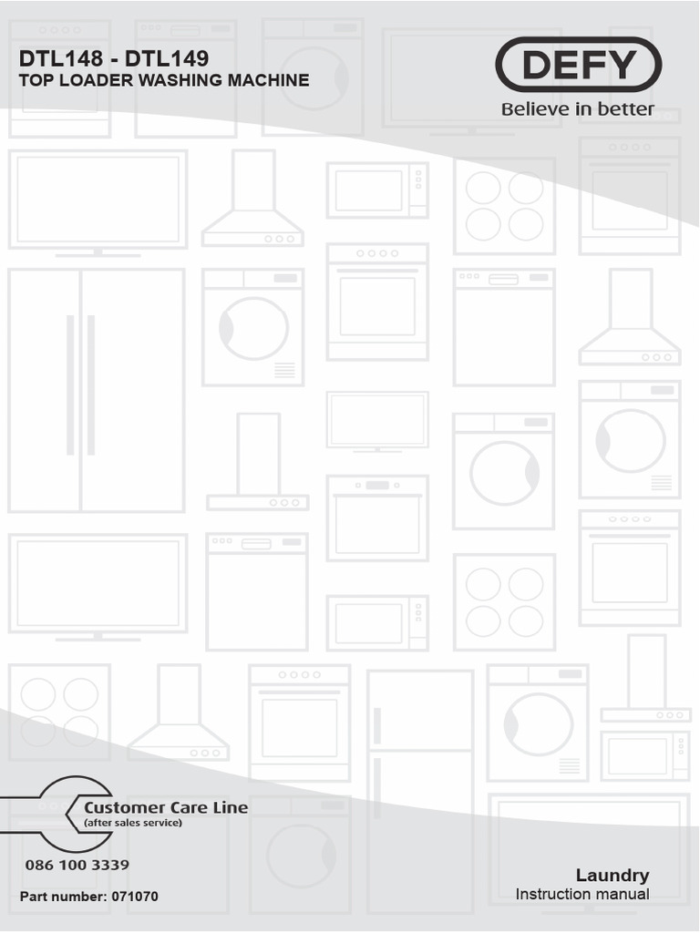 Defy DTL149 Top Loader Manual | PDF | Washing Machine | Laundry