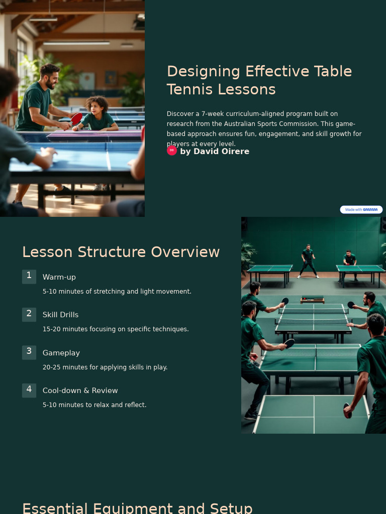 Table Tennis Lesson Plan Overview | PDF | Table Tennis