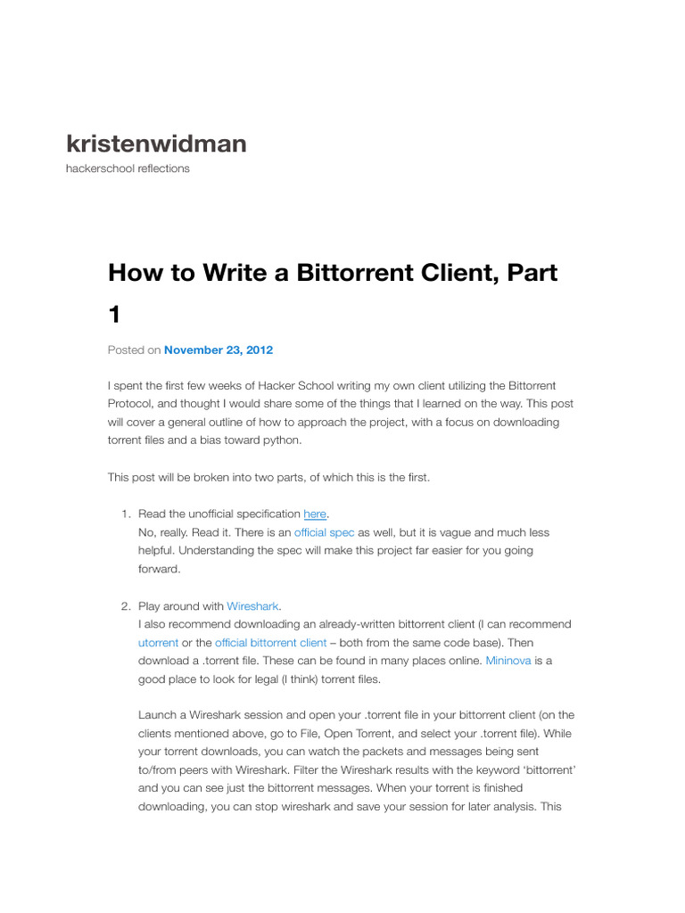 Writing a Bittorrent Client: Part 1 | PDF | Computing | Computer Science