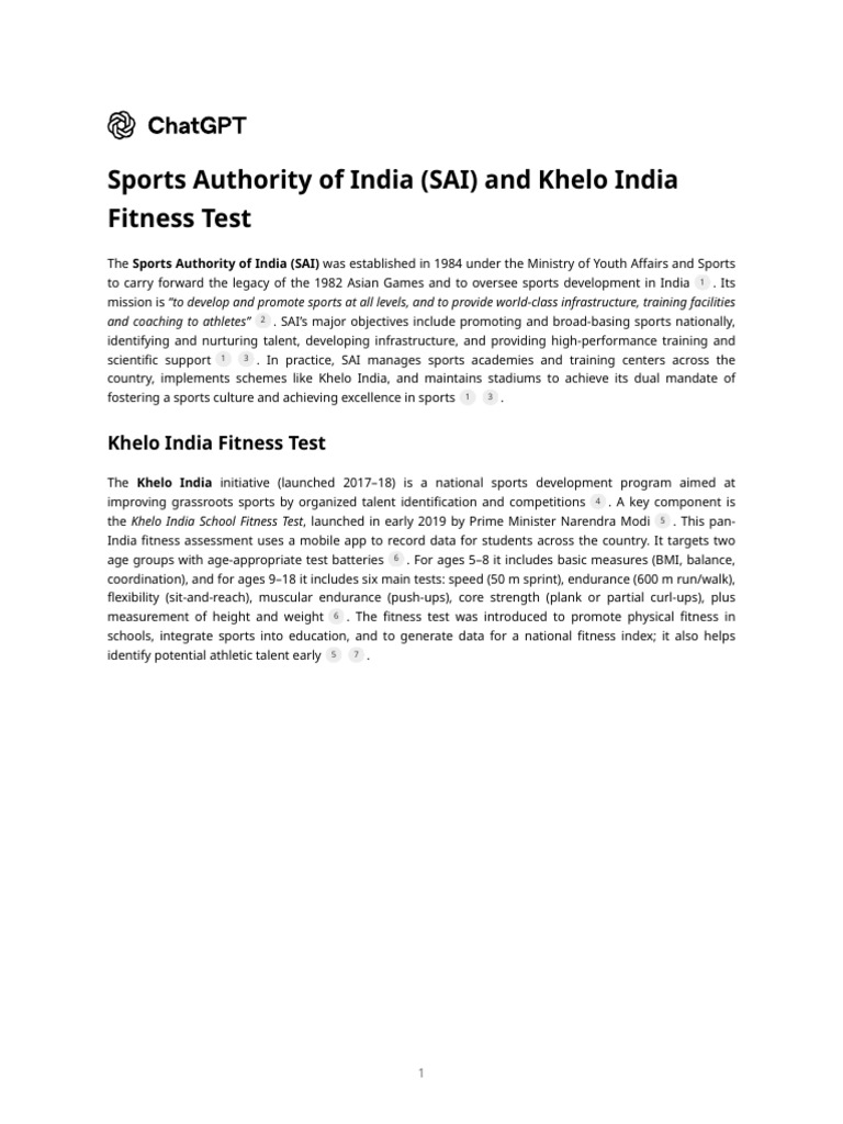 Khelo India Fitness Test Overview | PDF | Body Mass Index