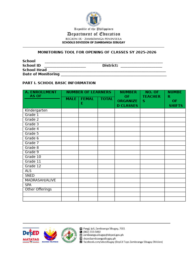 Classroom Observation Tool SY 2025-2026 | PDF | Classroom | Learning