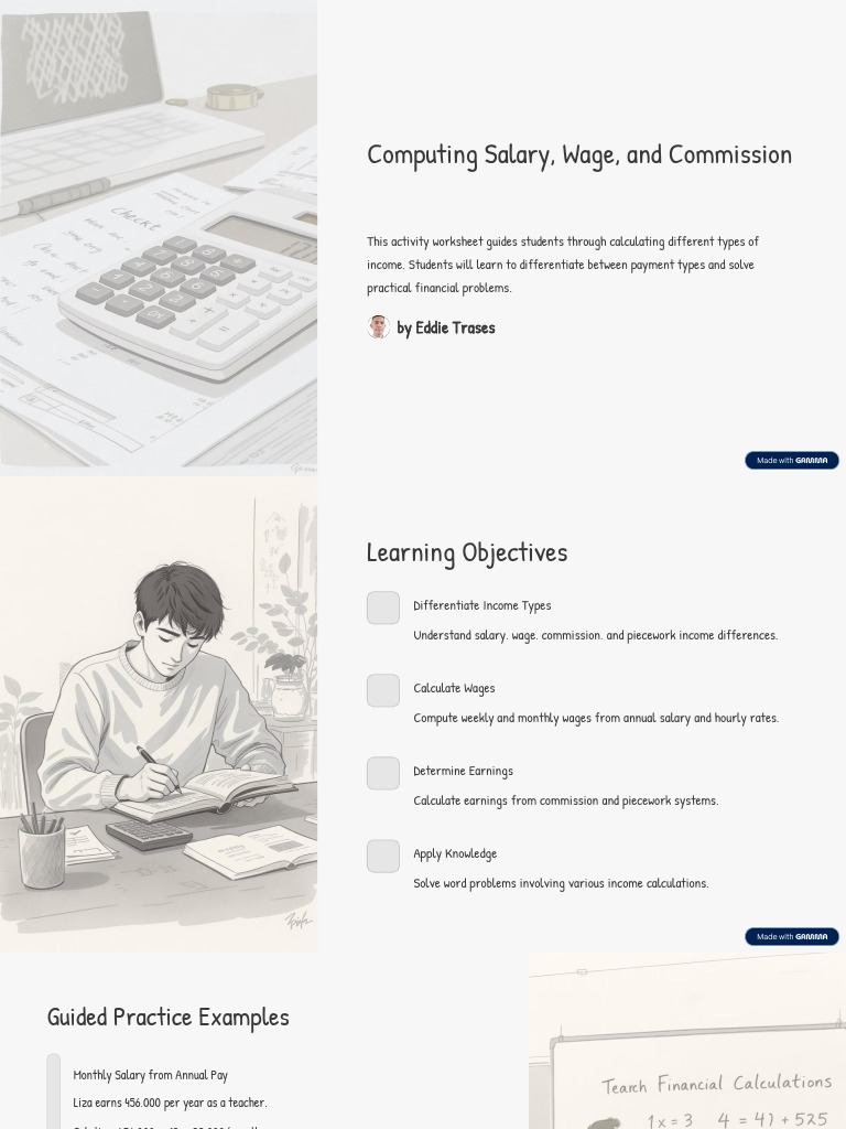 Calculating Salary, Wage, and Commission | PDF | Salary | Piece Work