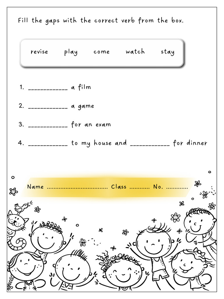 Fill The Gaps With The Correct Verb From The Box. Revise Play Come ...