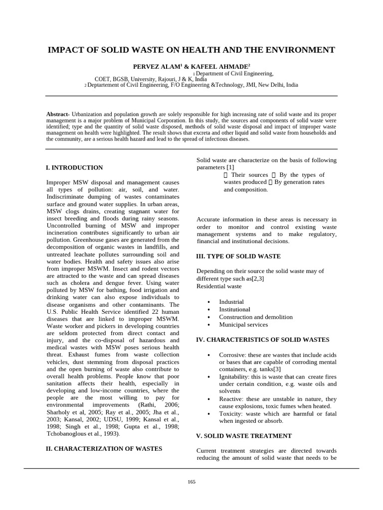 Impact of Solid Waste On Health and The Environment | PDF | Waste ...