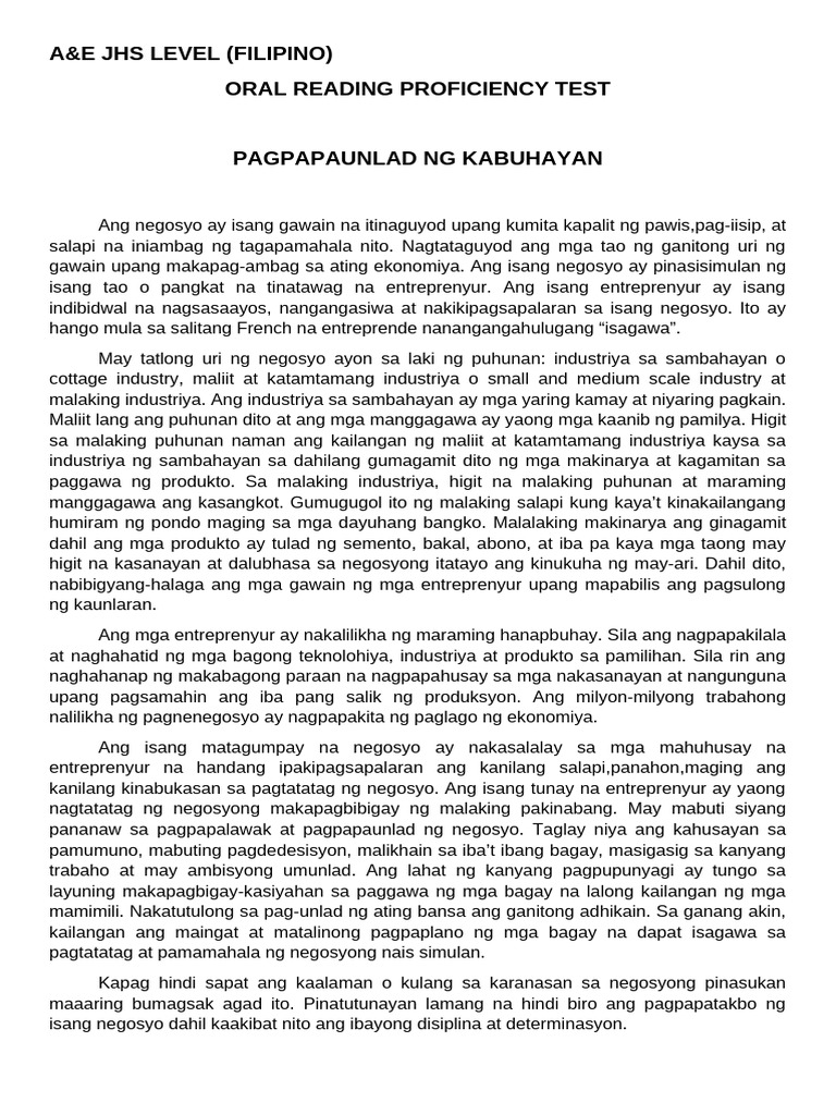2023 Ppa Jhs Reading and Writing Materials | PDF