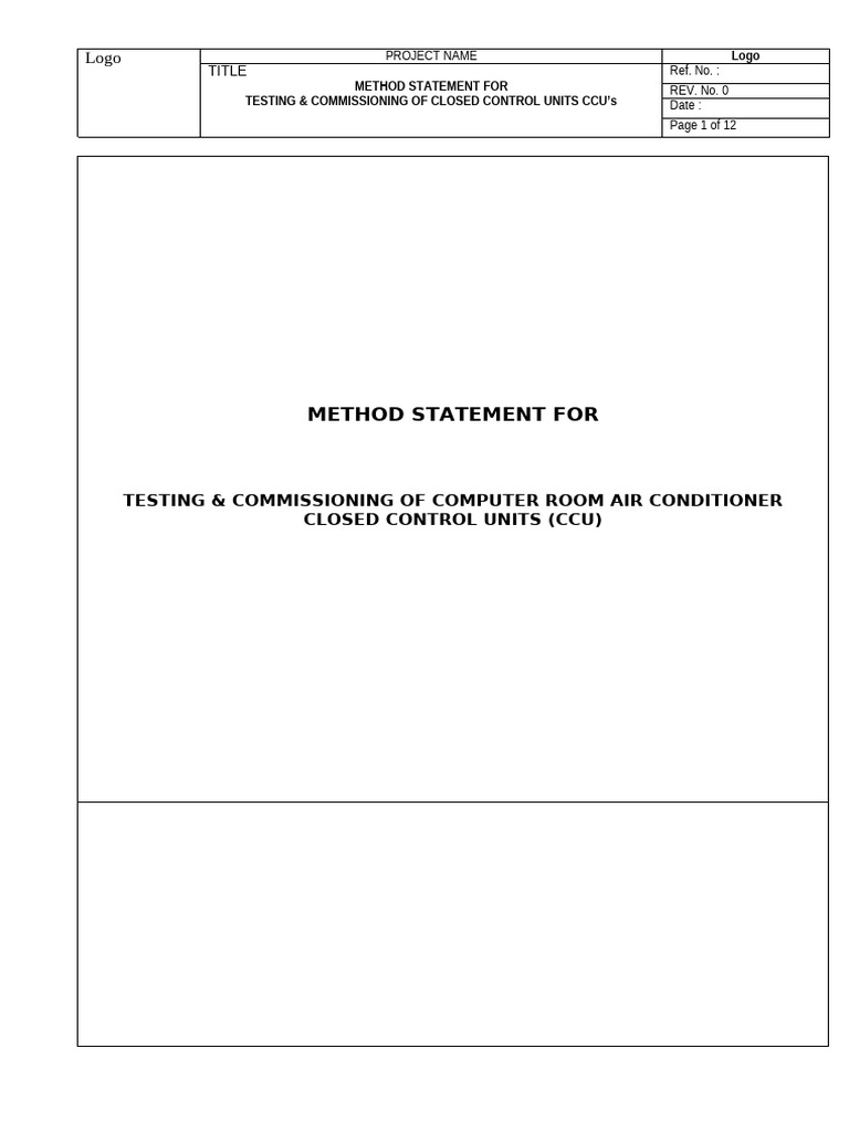 Method Statement for Testing & Commissioning of CCU | PDF | Quality ...