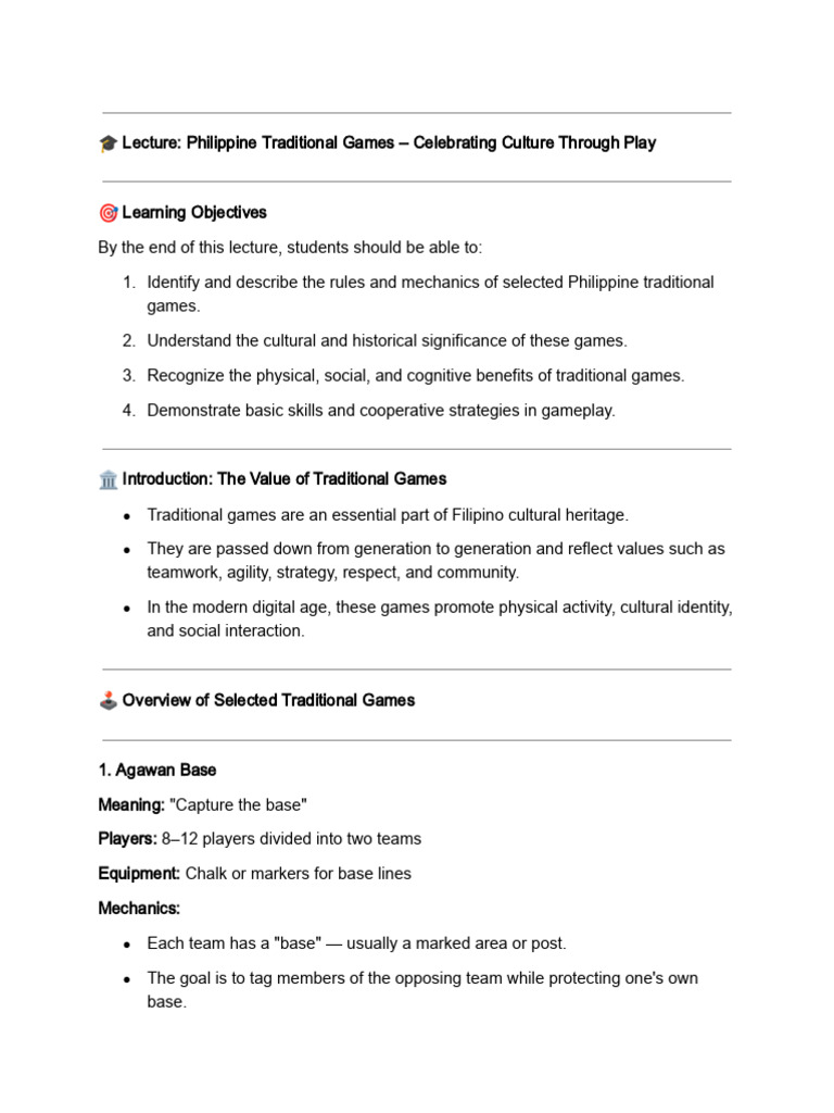 Philippine Trad Games | PDF