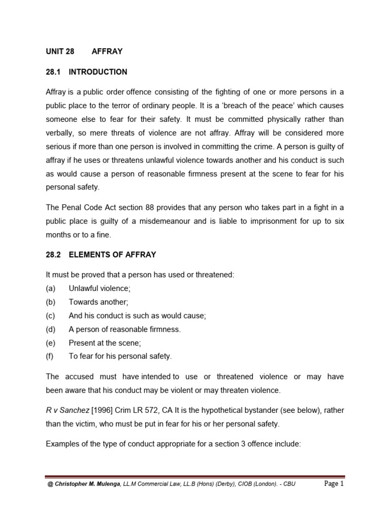 Understanding Affray and Public Order Offences | PDF | Justice | Crime ...
