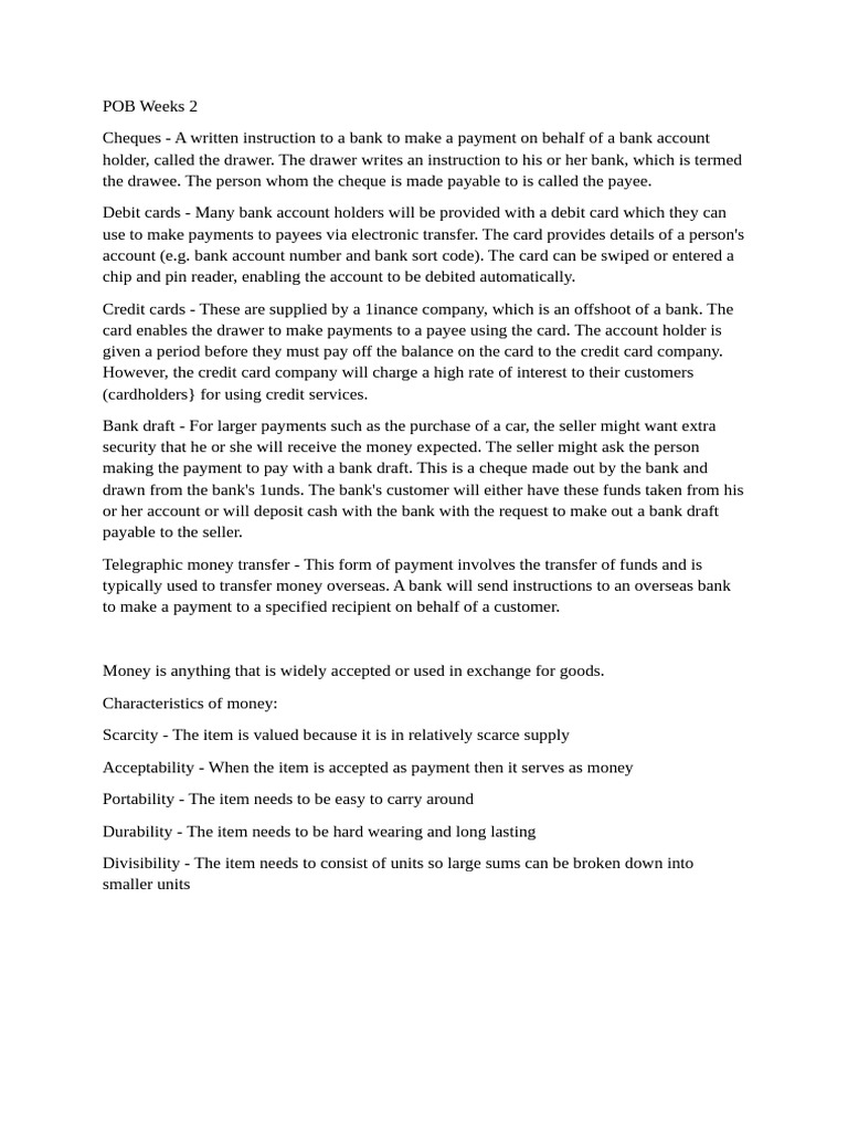 POB Weeks 2 | PDF | Franchising | Credit Card