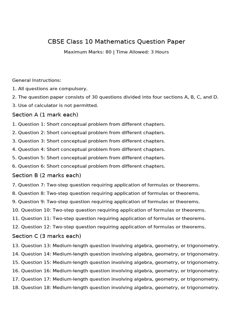 Tough CBSE Class 10 Maths Paper | PDF | Geometry | Mathematics