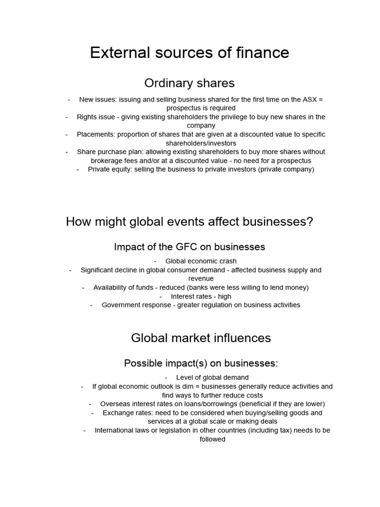 External Finance Sources for Businesses | PDF | Equity (Finance) | Debt
