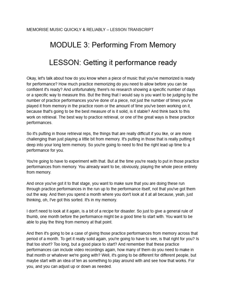 Mastering Music Memorization Techniques | PDF | Memory | Cognition