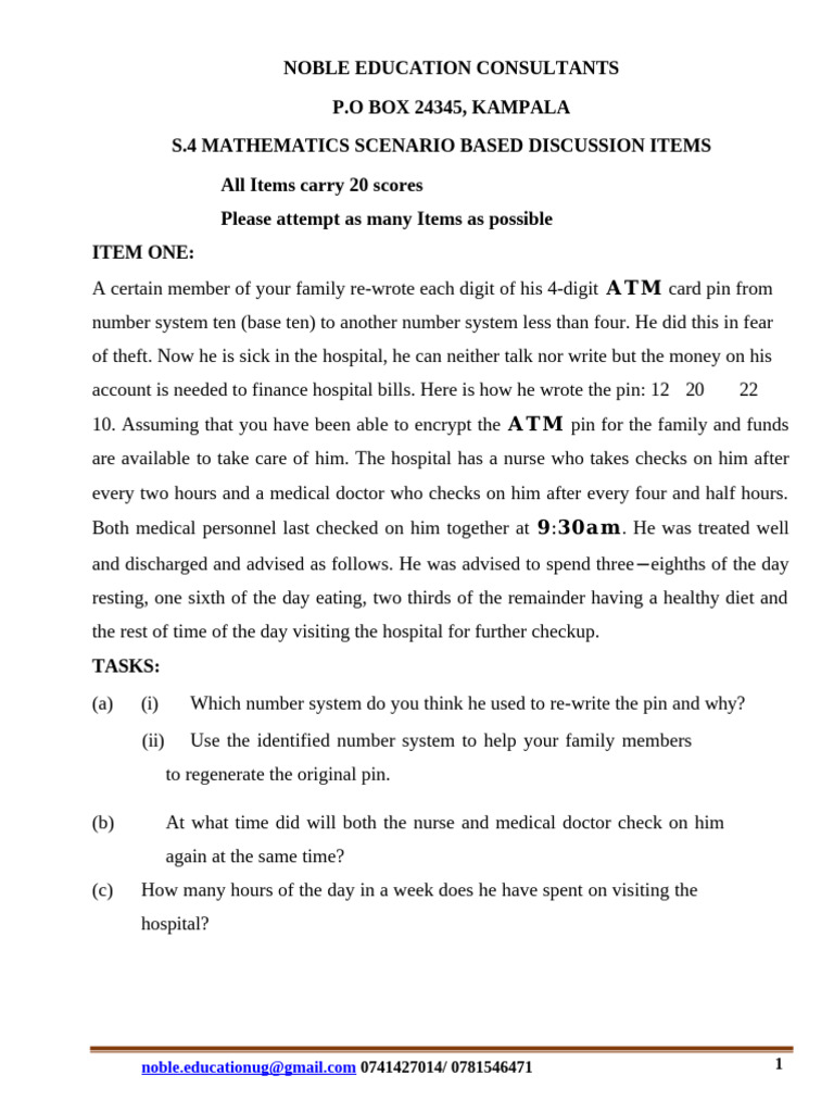 S.4 Mathematics Scenario-Based Tasks | PDF | Area | Mathematics