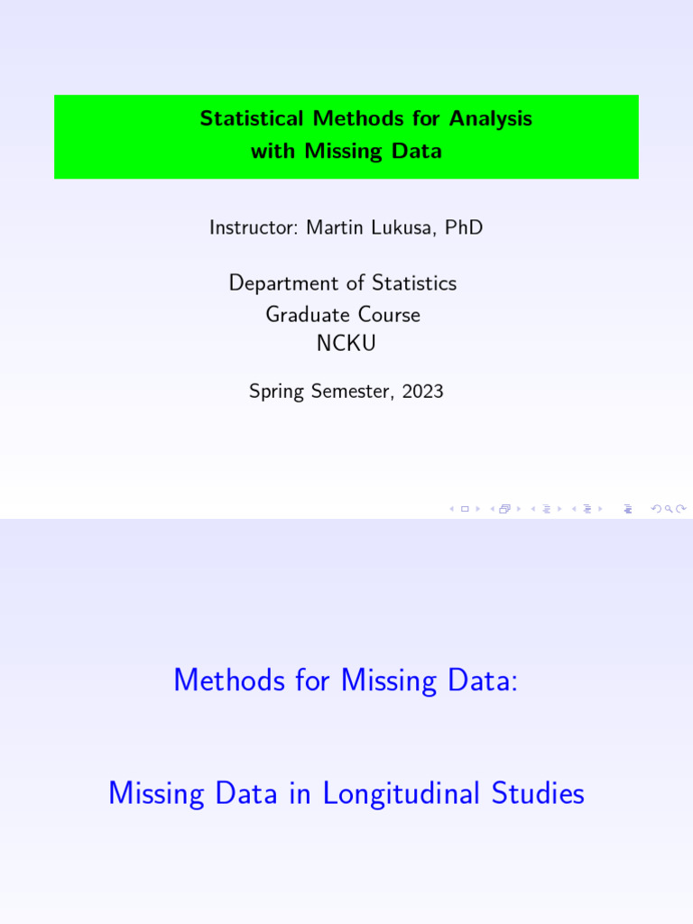 Missing Data Analysis in Longitudinal Studies | PDF | Linear Regression ...