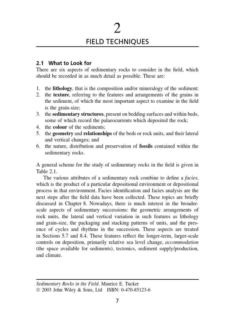 Field Techniques for Sedimentary Rocks | PDF | Sedimentary Rock | Rock ...