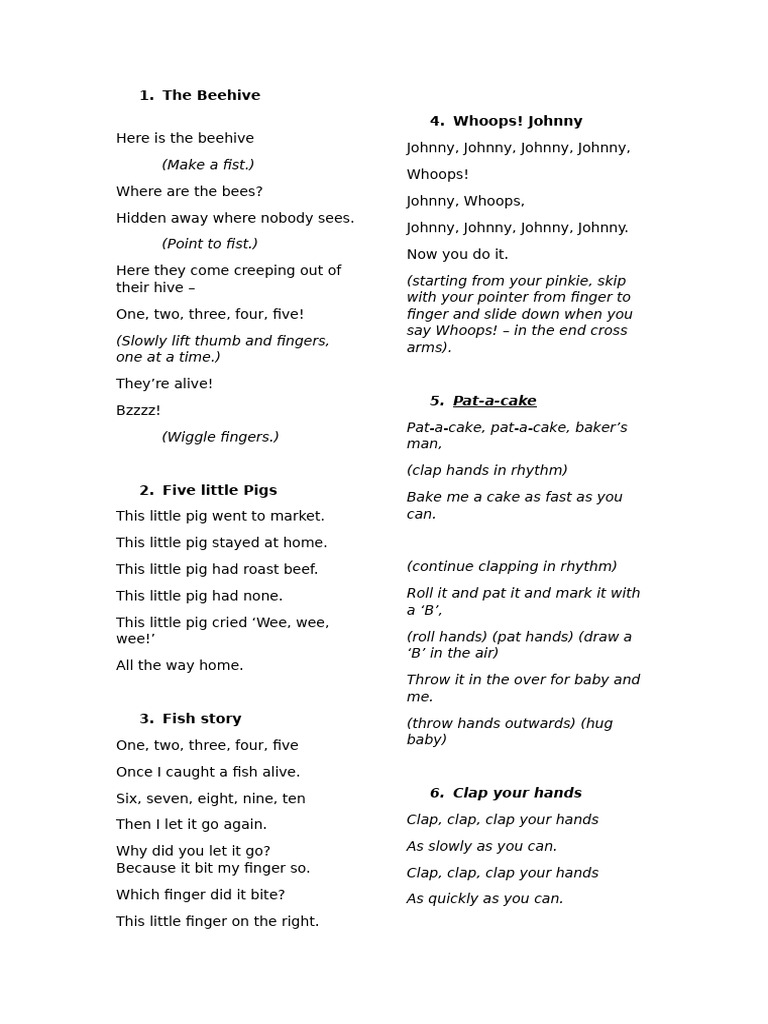 50 Fun Nursery Rhymes for Kids | PDF