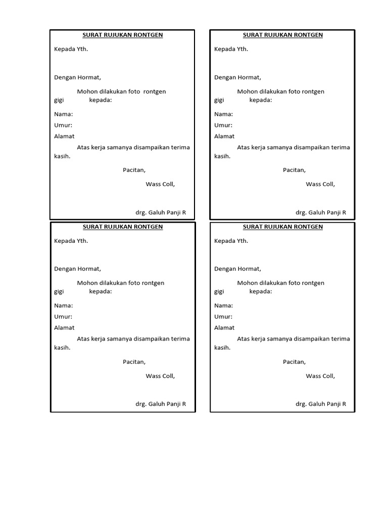 Surat Rujukan Rontgen | PDF