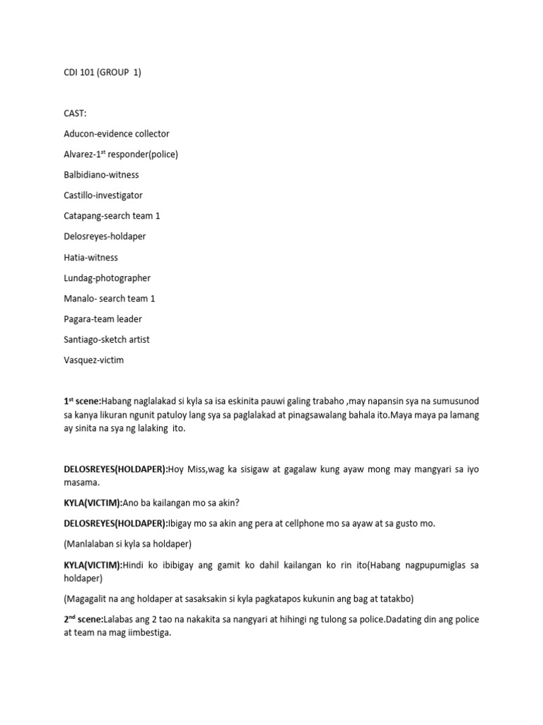 CDI 101 Scriptgroup 1 | PDF
