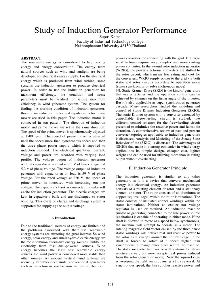 Induction Generator Efficiency Study | PDF | Electric Generator ...