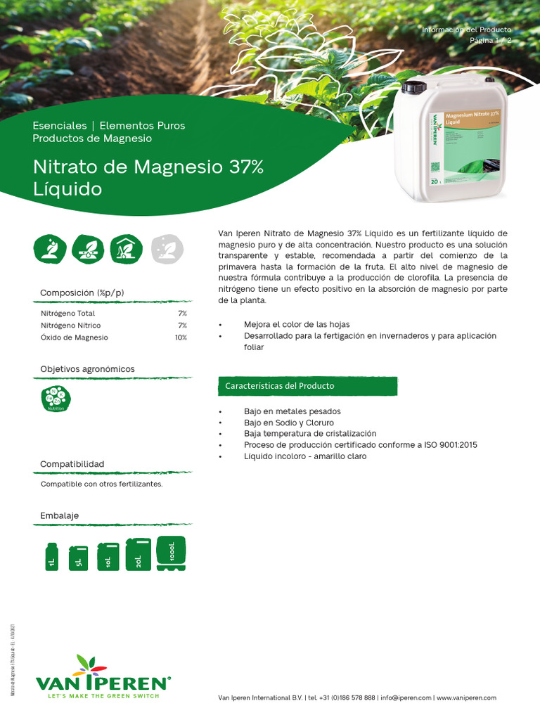 VII LFT ES EL Magnesium Nitrate 37 Liquid 4 10 2021 3109 New | PDF ...