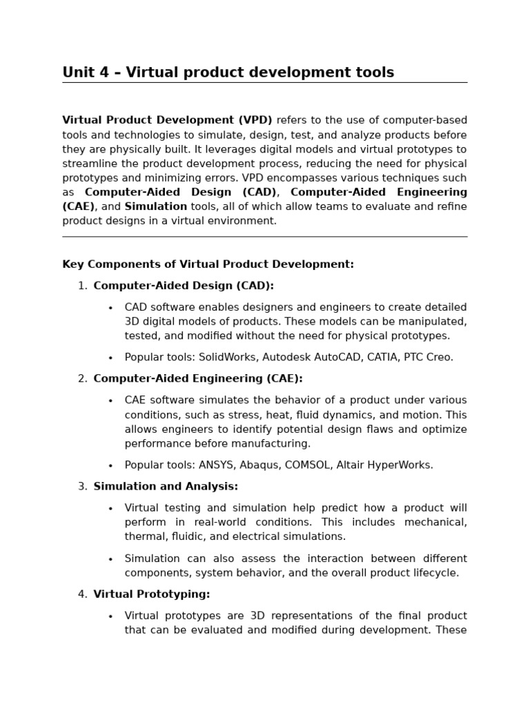 Virtual Product Development Overview | PDF | Simulation | Finite ...