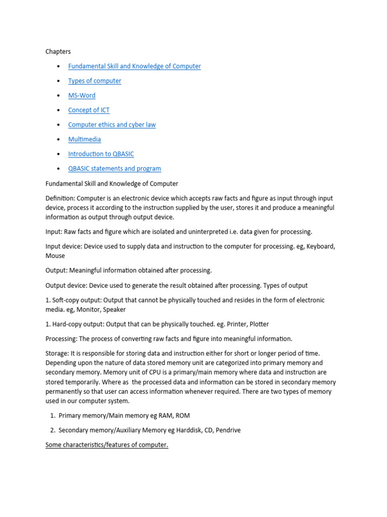 Computer Science Concepts for Class 8 | PDF | Computer Data Storage ...