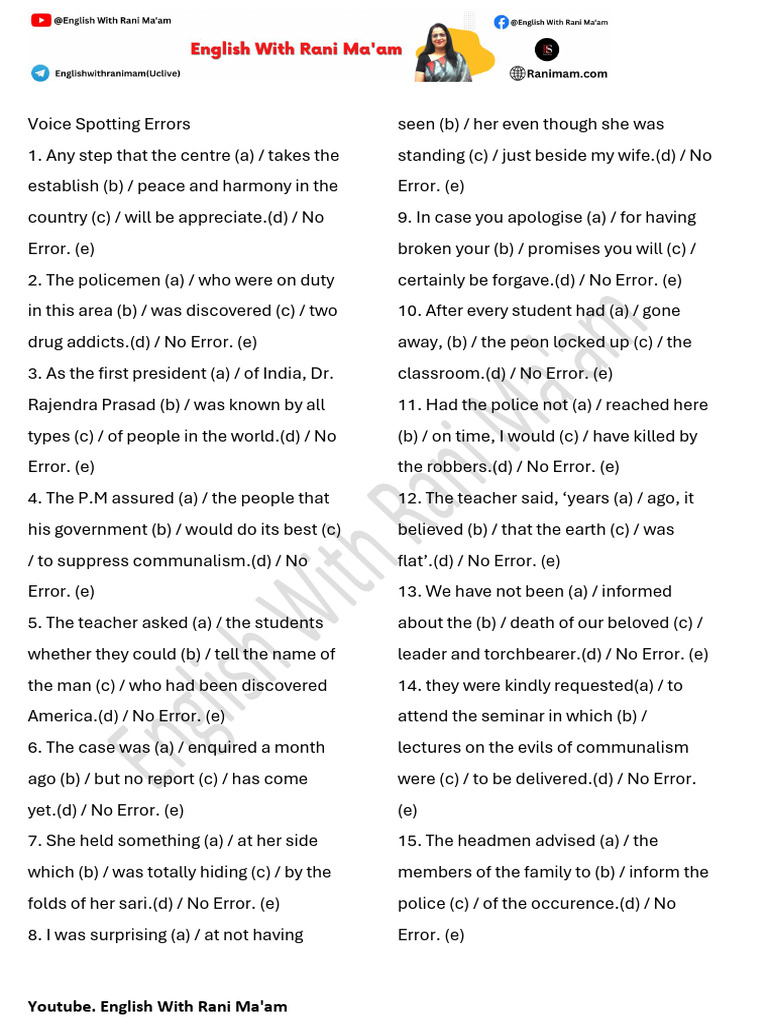 Voice Spotting Errors | PDF