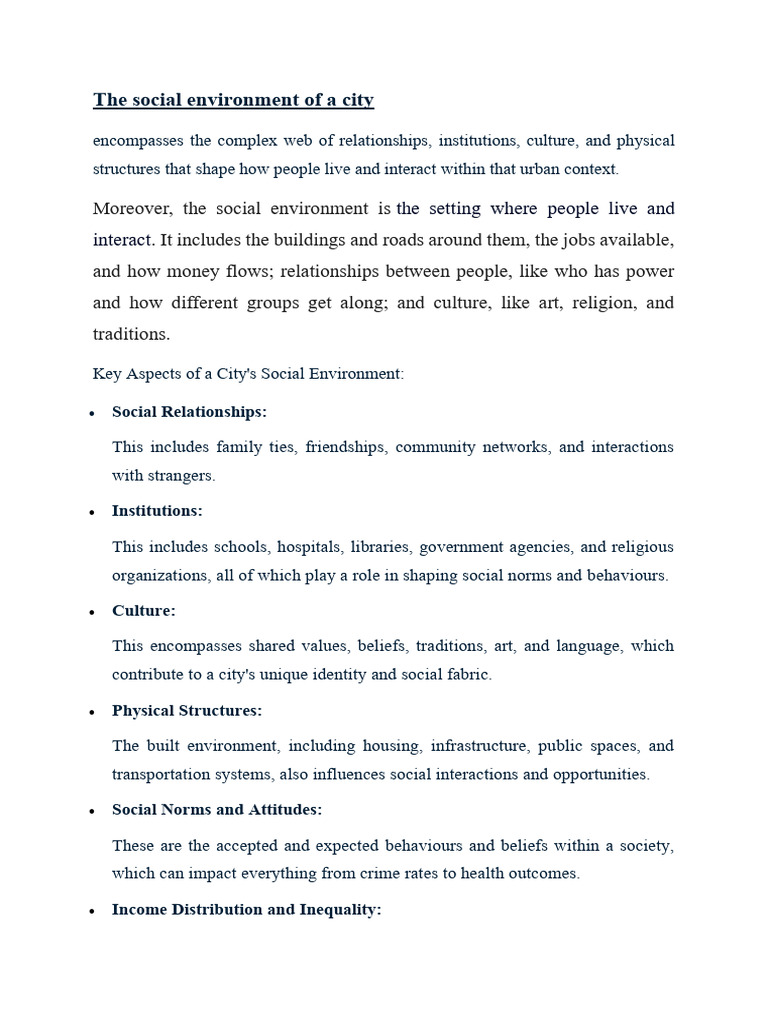 Urban Geo - The Social Environment of A City | PDF | Cost Of Living ...