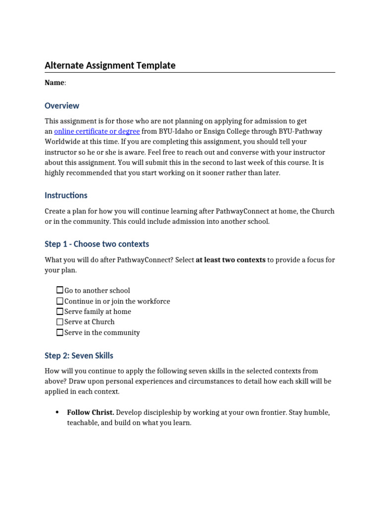 PathwayConnect Alternate Assignment Guide | PDF | Information ...